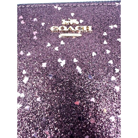 Coach Pink Raspberry Heart Glitter Wristlet Clutch Wallet NEW with Tags - Picture 5 of 5
